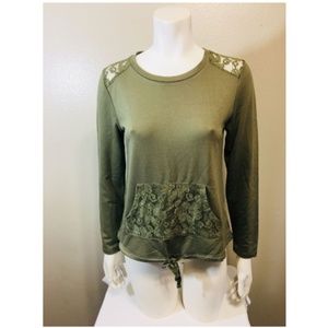 HIPPIE ROSE Small Olive Green Front Pockets Lace